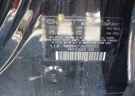 2019 Hyundai Elantra Limited z USA, uszkodzony, nr VIN KMHD84LF2KU782813